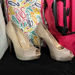 Elegant Beige Peep-Toe Heels